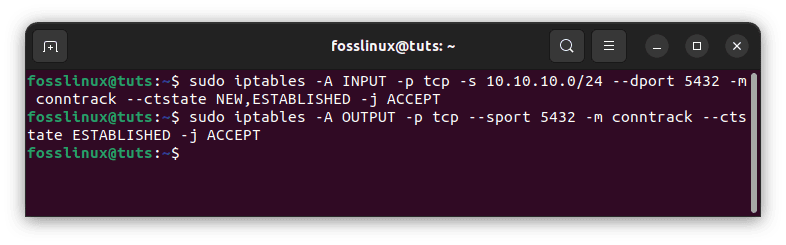 postrgresql from a particular ip address