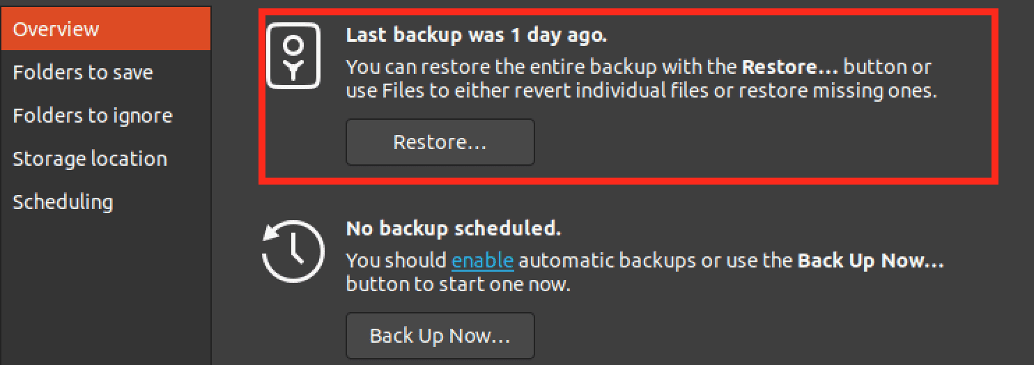 restore backup