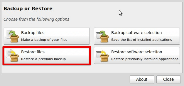Restoring backed up files