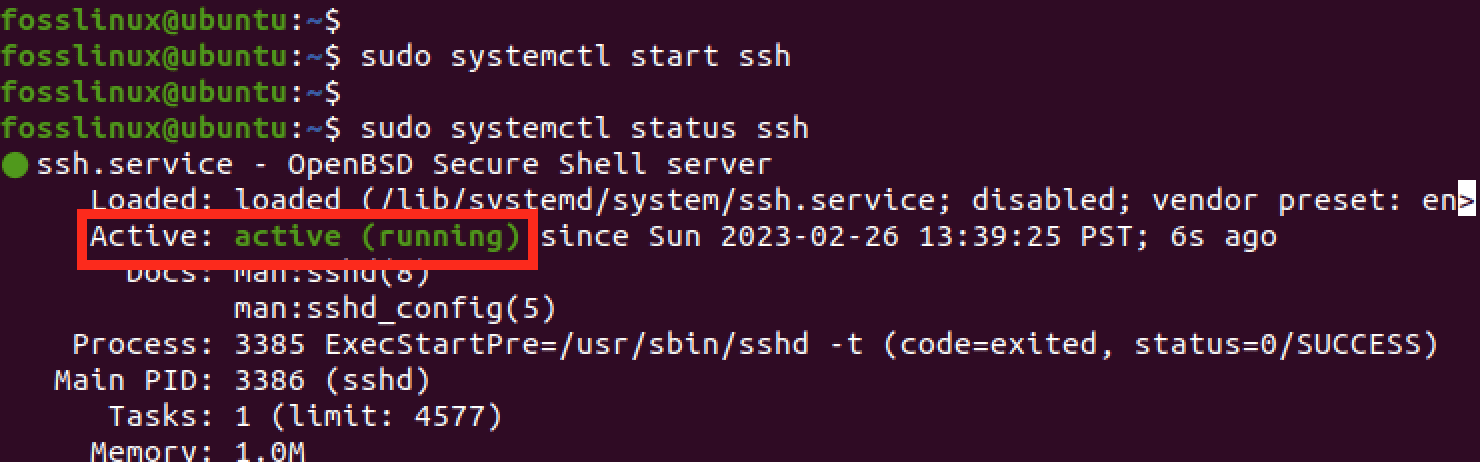 ssh service status