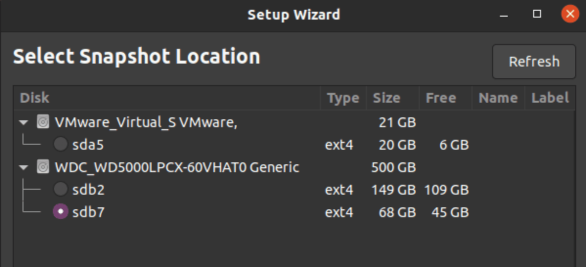 select storage location