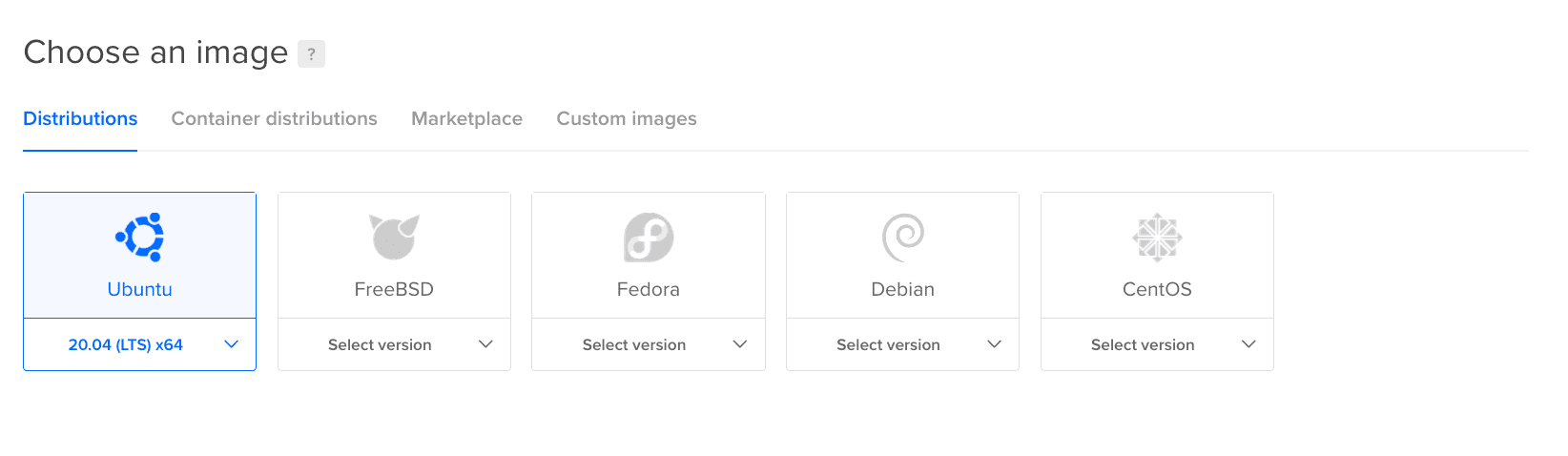select ubuntu image
