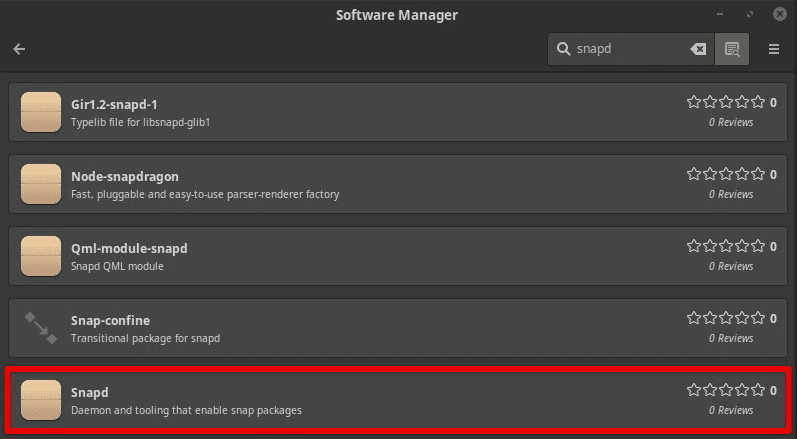 Snap packages in software manager