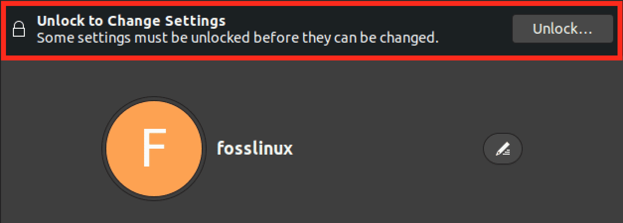 unlock user settings