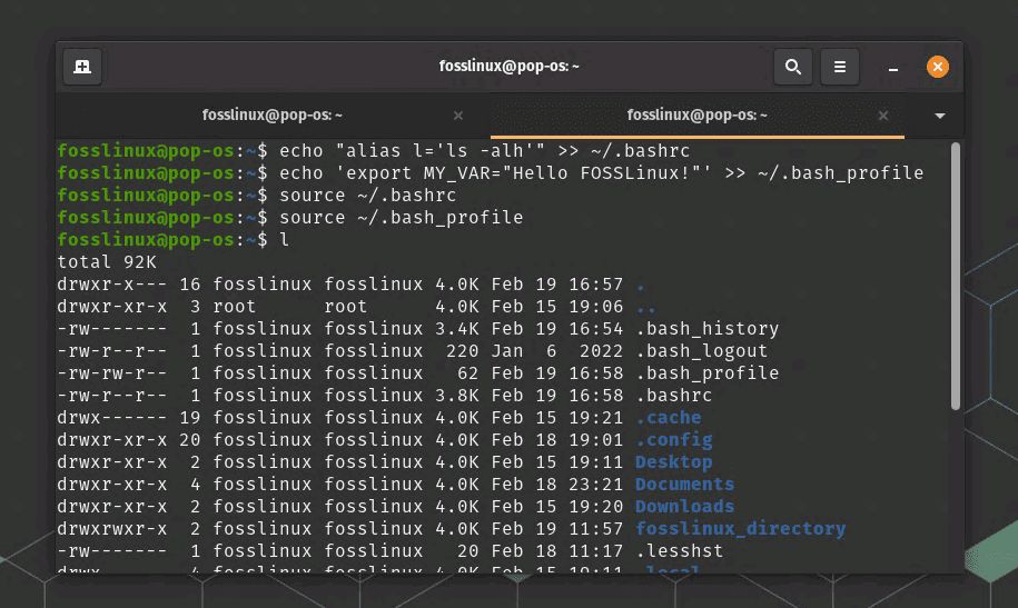 using bashrc and bash profile example