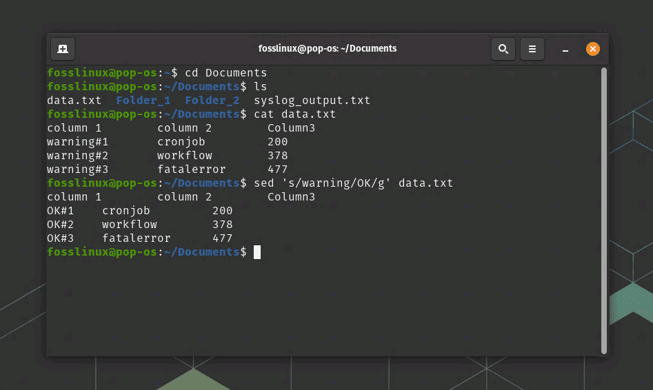 sed command usage to replace and replace text