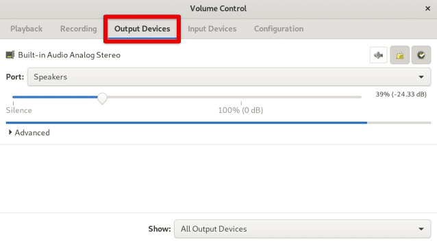 Accessing output devices in volume control