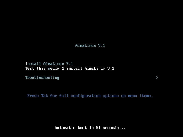 almalinux 9.1 minimal edition installer