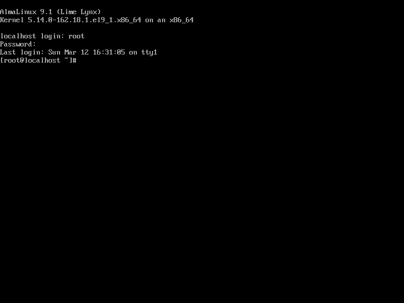 almalinux minimal console