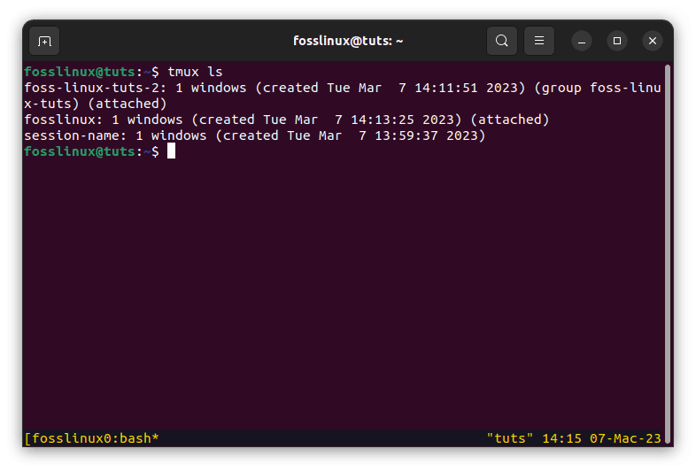 attach to fosslinux session