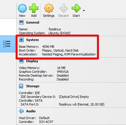 Base memory for virtual machine