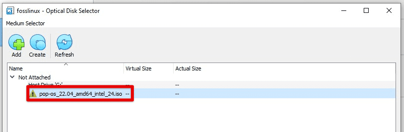 Choosing a virtual optical disk