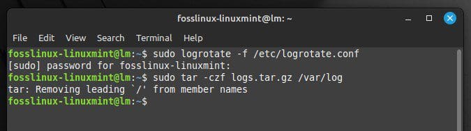 Compressing all log files into logs.tar.gz