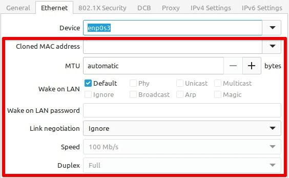 Configuring network parameters