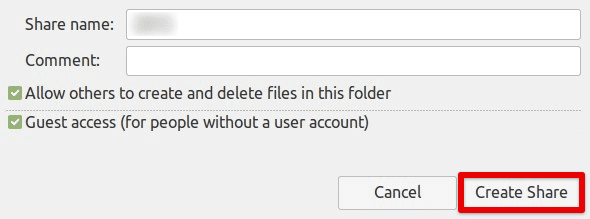 Creating share connection with the connected folder