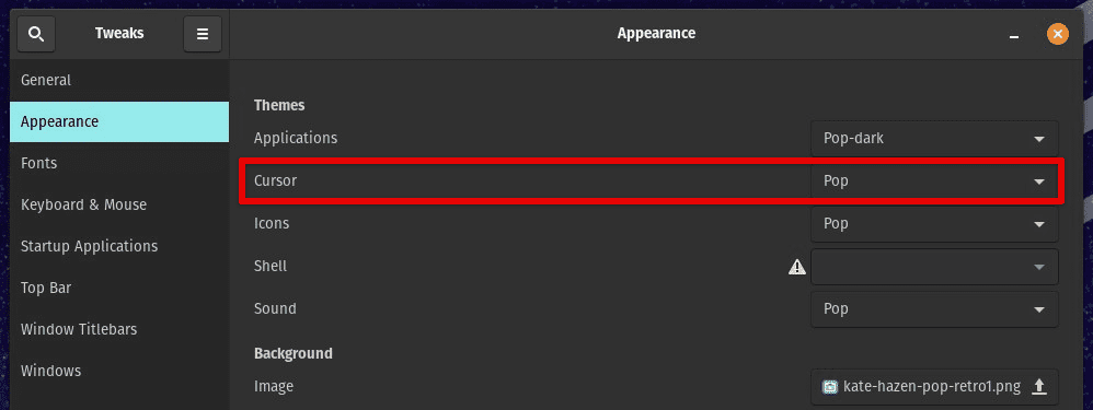 Customizing cursor in Pop!_OS