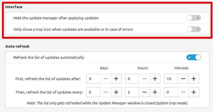 Customizing interface settings