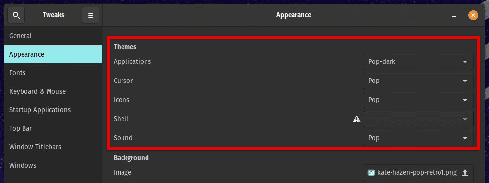 Customizing themes in Pop!_OS