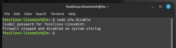 Disabling firewall on Linux Mint