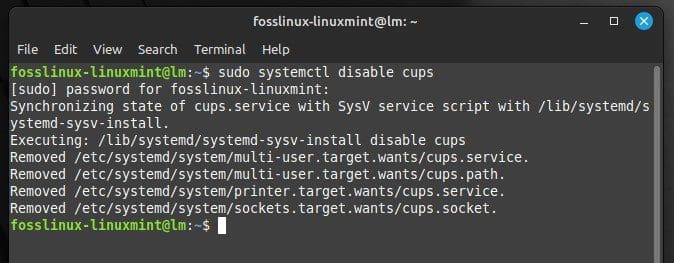 Disabling the cups service