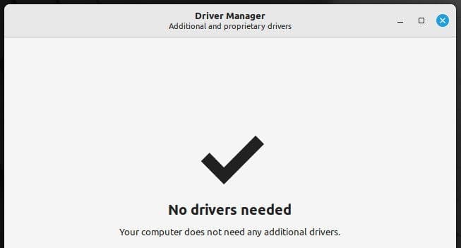 Driver Manager app in Linux Mint