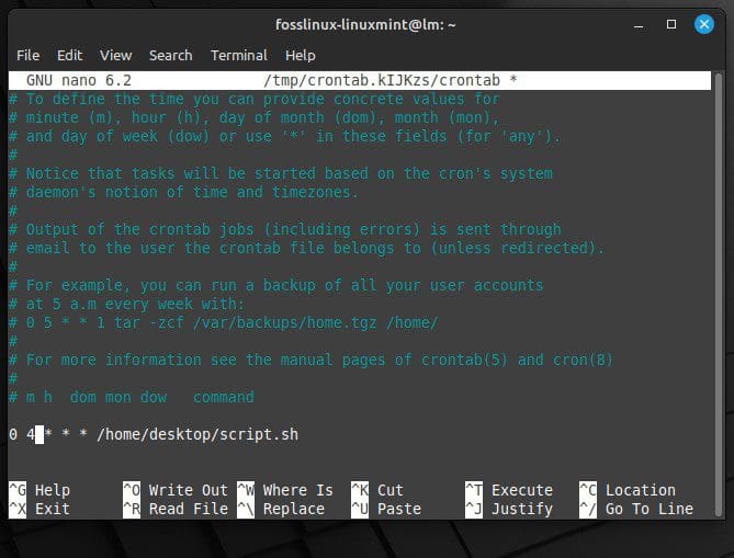 Editing an existing cron job