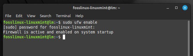 Enabling firewall on Linux Mint