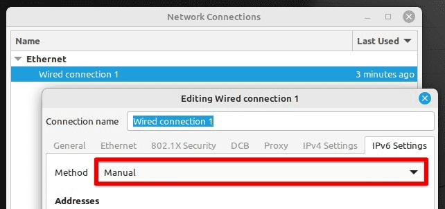 Enabling static IP address configuration