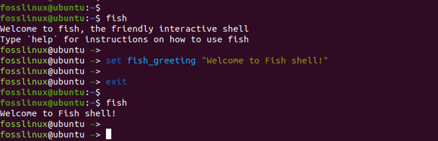 fish shell welcome message