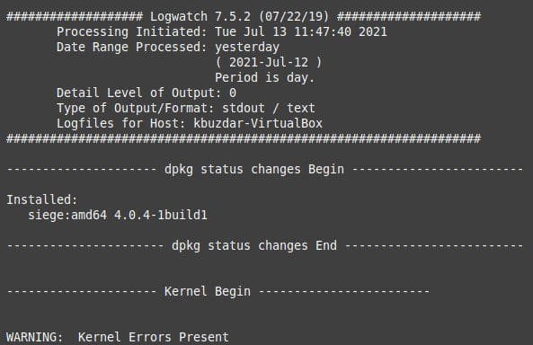 Generating a report with Logwatch