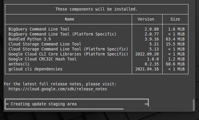 Google installation script running