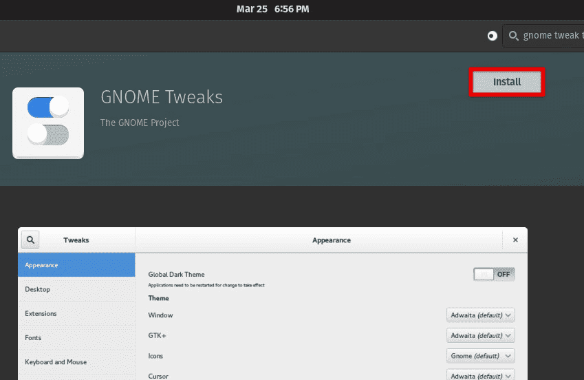 Installing GNOME Tweaks Tool from Pop!_Shop