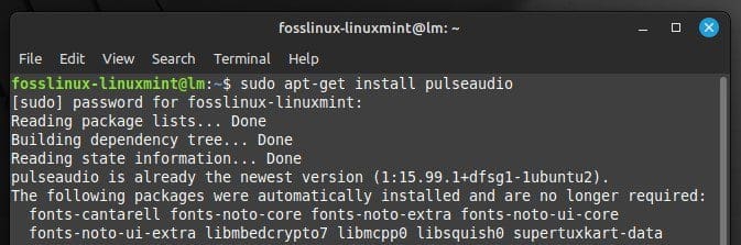 Installing PulseAudio on LinuxMint