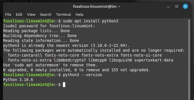 Installing Python with APT