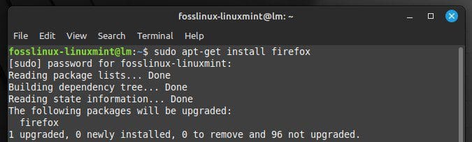 Installing firefox with apt-get command