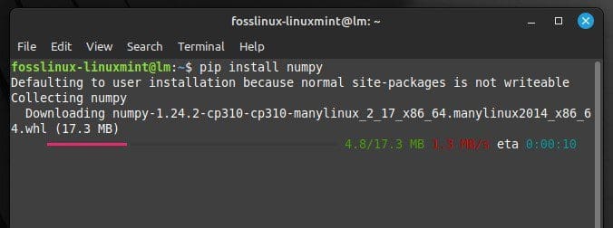 Installing numpy