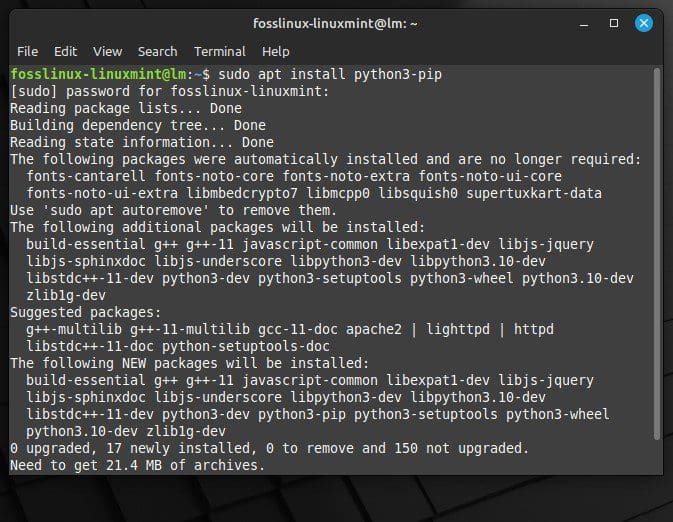 Installing pip on Linux Mint