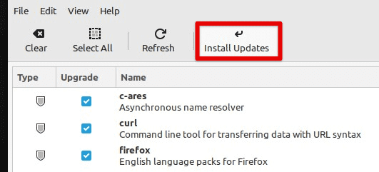 Installing selected updates