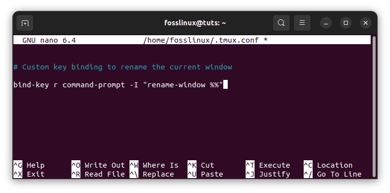 key binding to rename current window