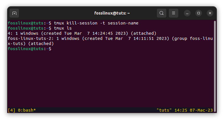 kill tmux session