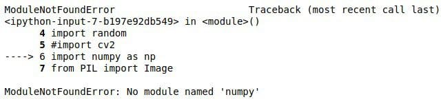 ModuleNotFoundError no module named numpy