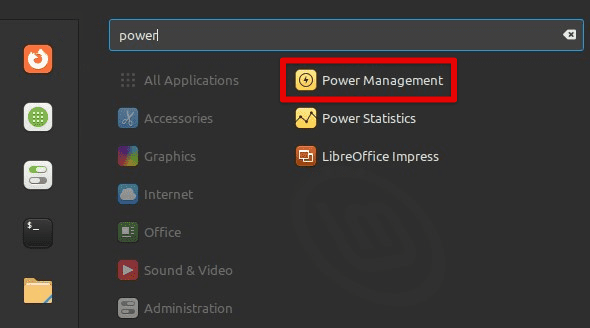 Opening power management window