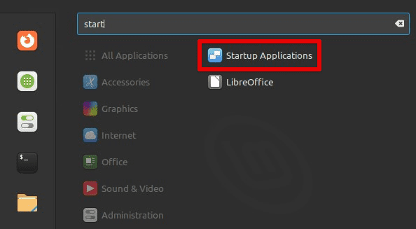 Opening startup applications window
