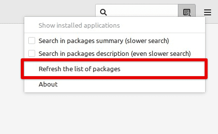 Refreshing the list of packages