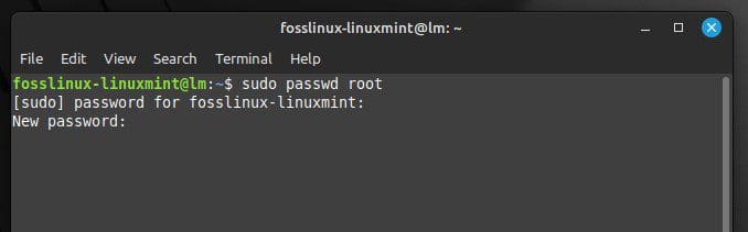 Resetting the password for root account