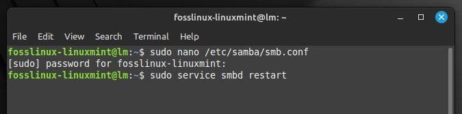 Restarting Samba