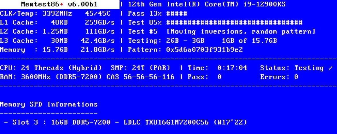 Testing memory with memtest86+