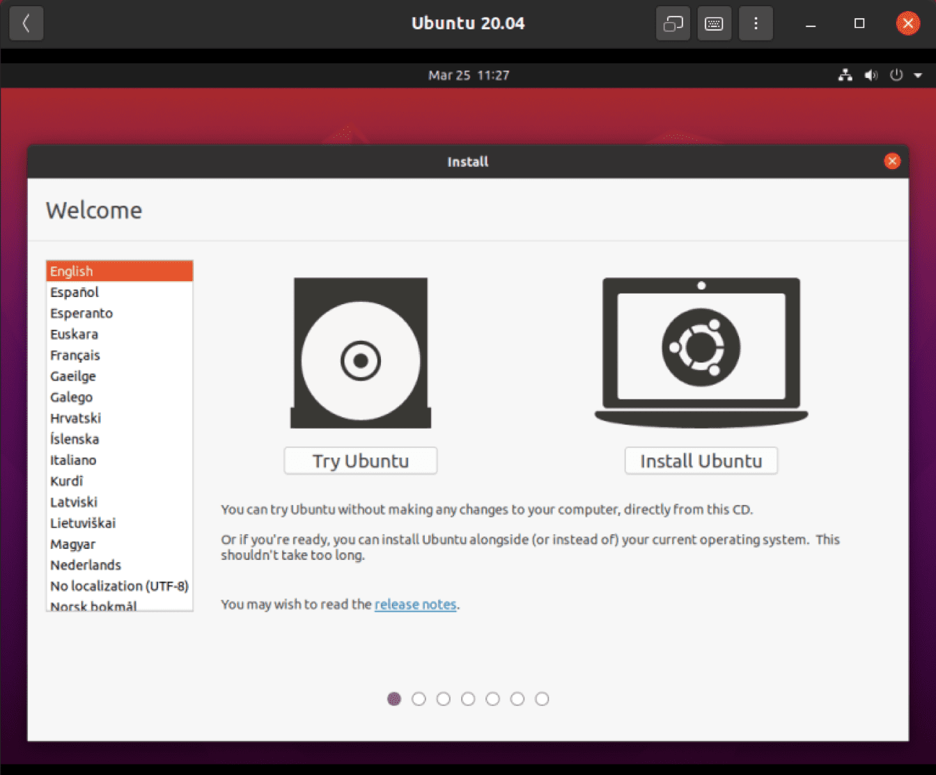 ubuntu welcome screen