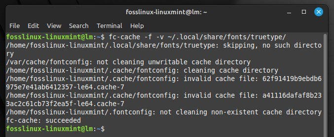Updating the font cache in Linux Mint