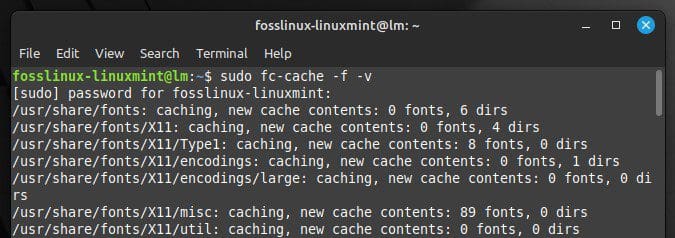 Updating the font cache